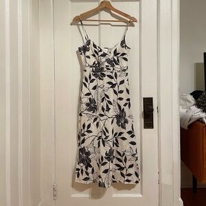 Principles white and black floral linen dress